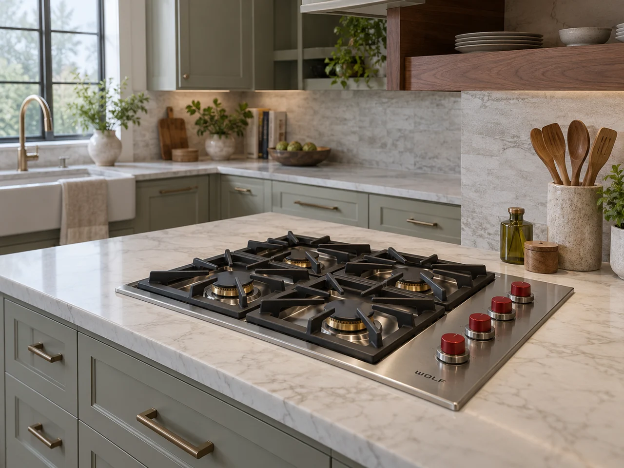 Illustration of a Wolf cooktop